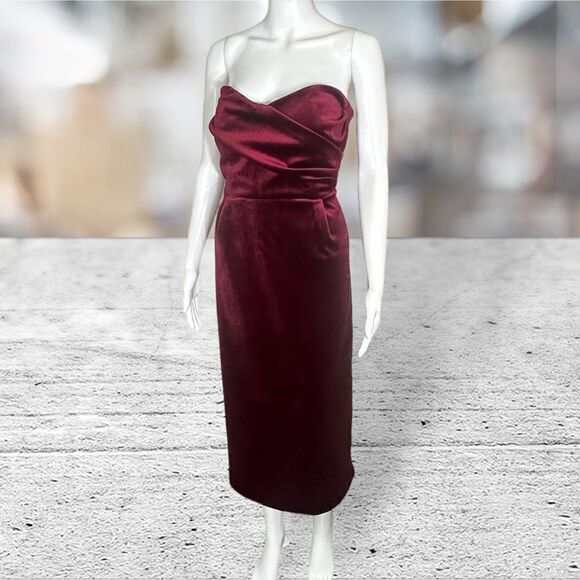 Express Dresses & Skirts - Express Red Velvet Strapless Midi Dress